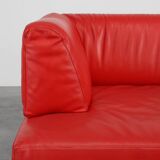Red Mid-century 3-seater Leather Sofa by Edra, Italy 2000