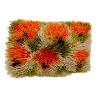 Mid 20th century scandinavian wool raya rug cushion in floral colours
