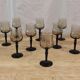 11 vintage black foot smoked twisted water glasses