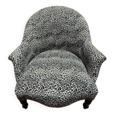 Fauteuil crapaud Napoléon III en velours léopard