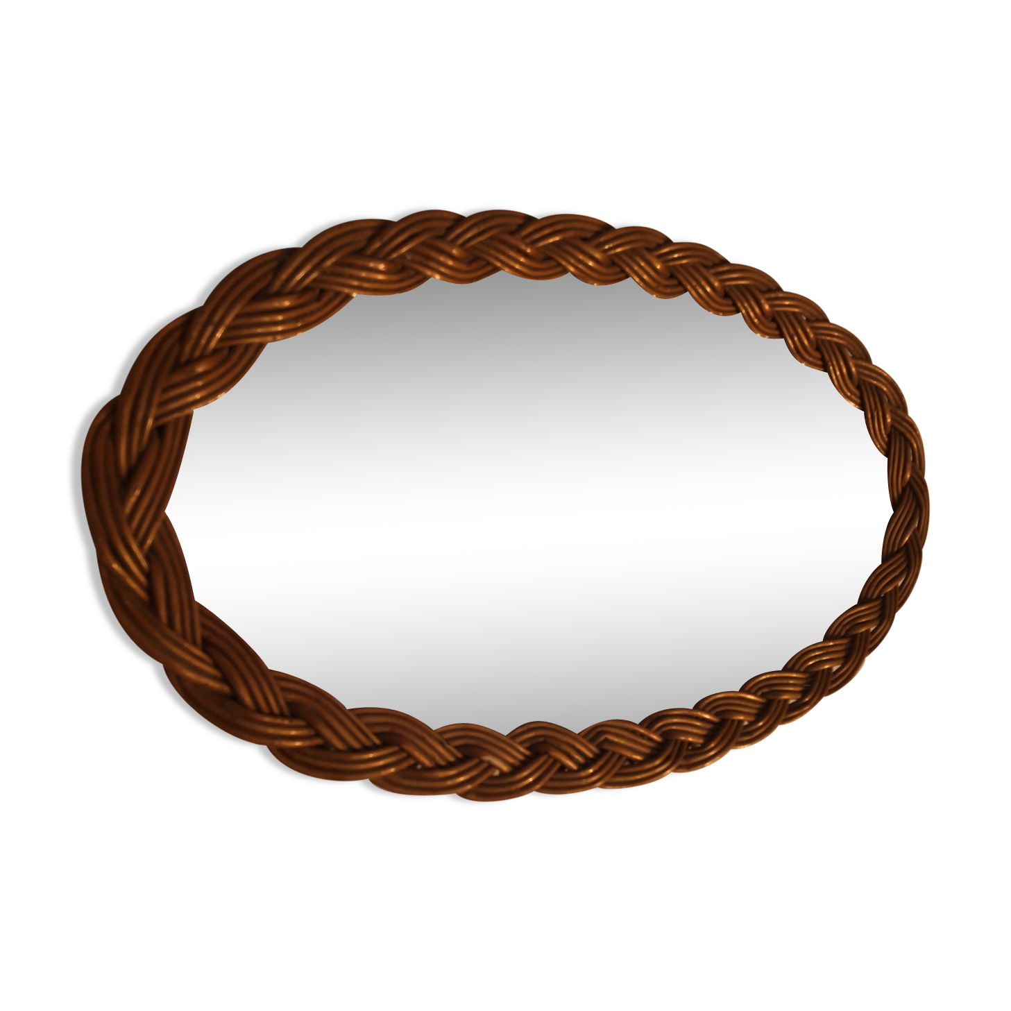 Miroir ovale rotin tressé 44x24cm