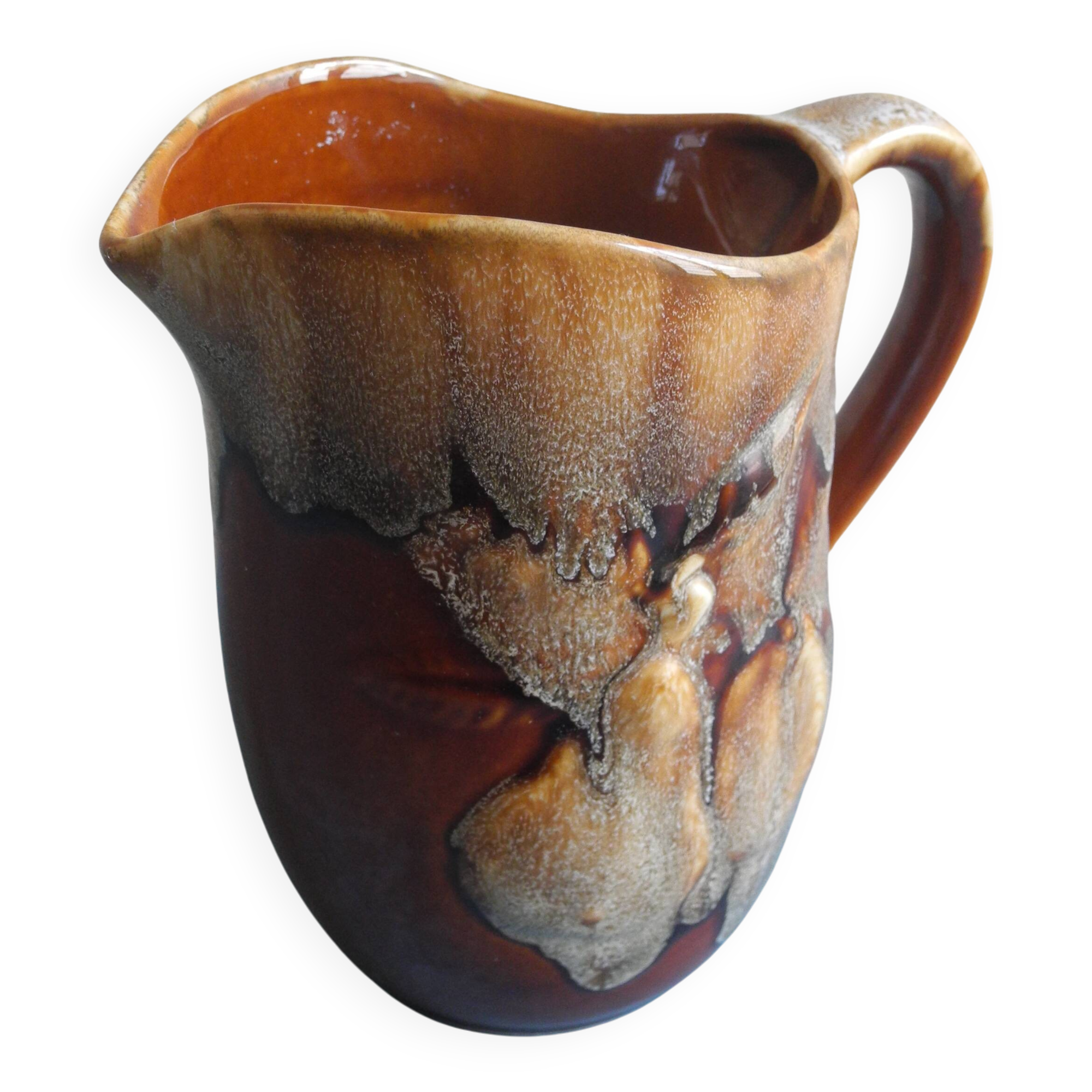 vintage Rhoda ceramic pitcher/jug, fat lava