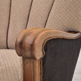 Fauteuil danois en coton marron clair et chêne, 1950