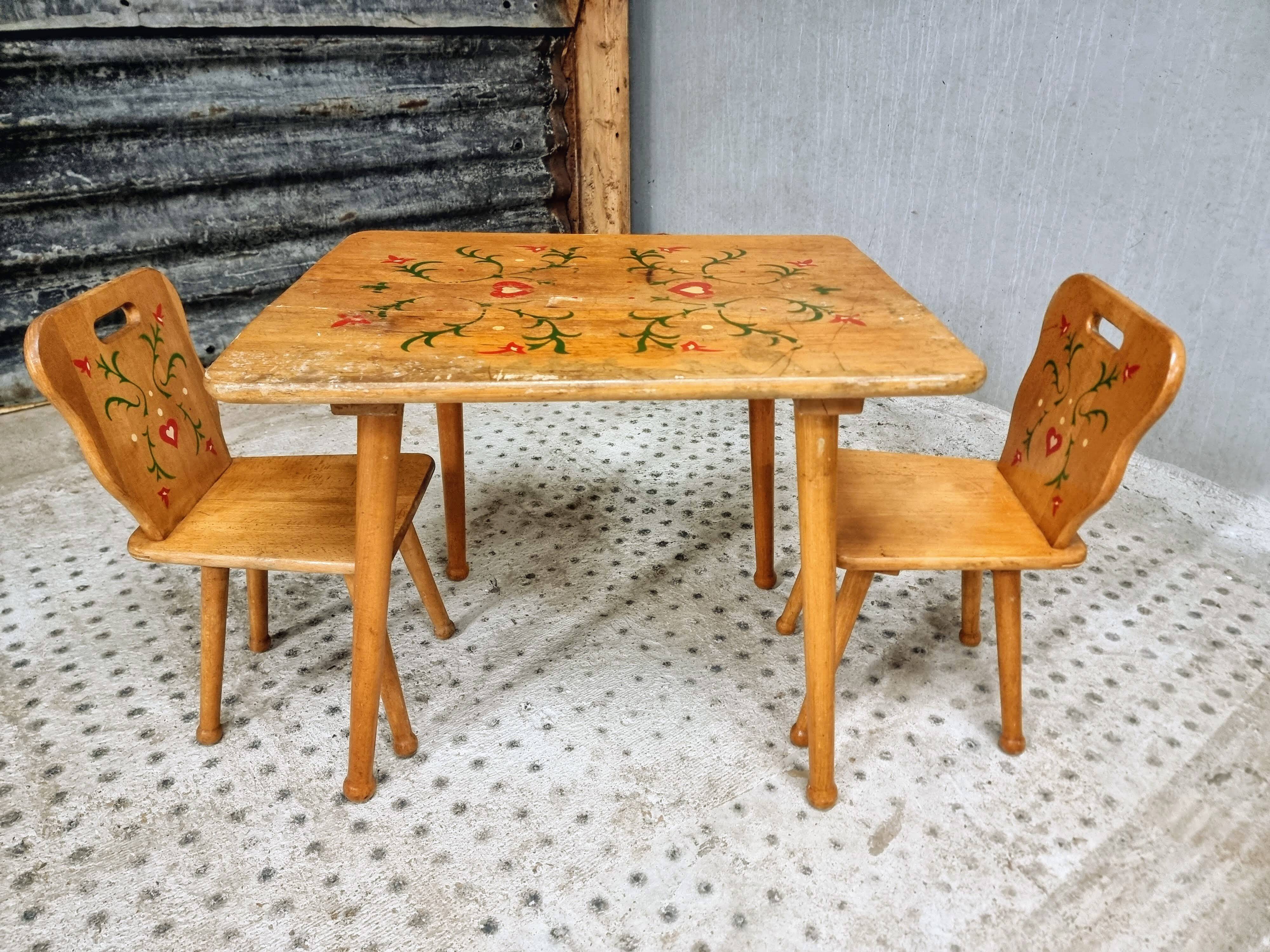 Vintage children's table set beech wood 60s