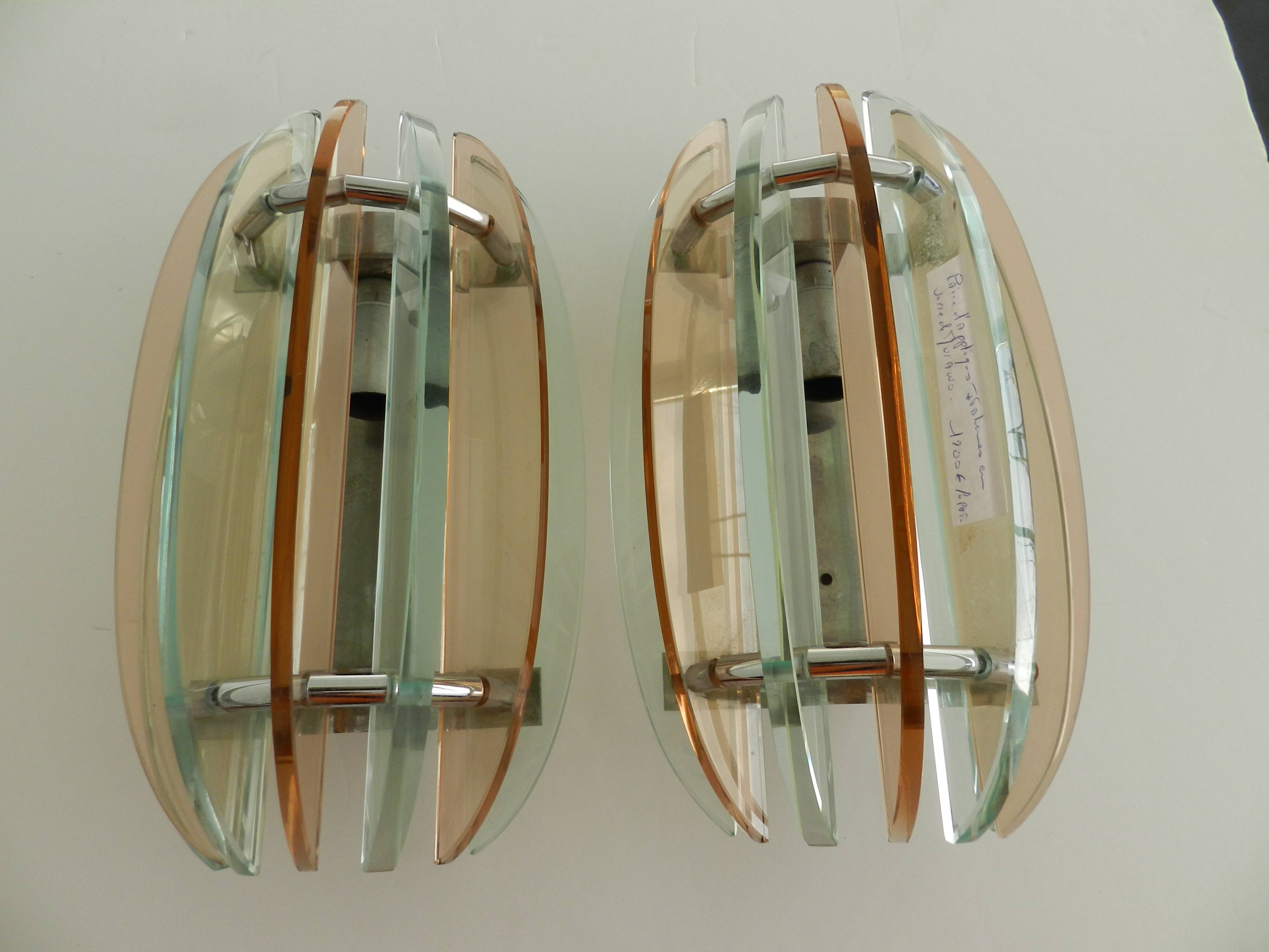 Pair of Murano glass wall sconces from the 1970s.