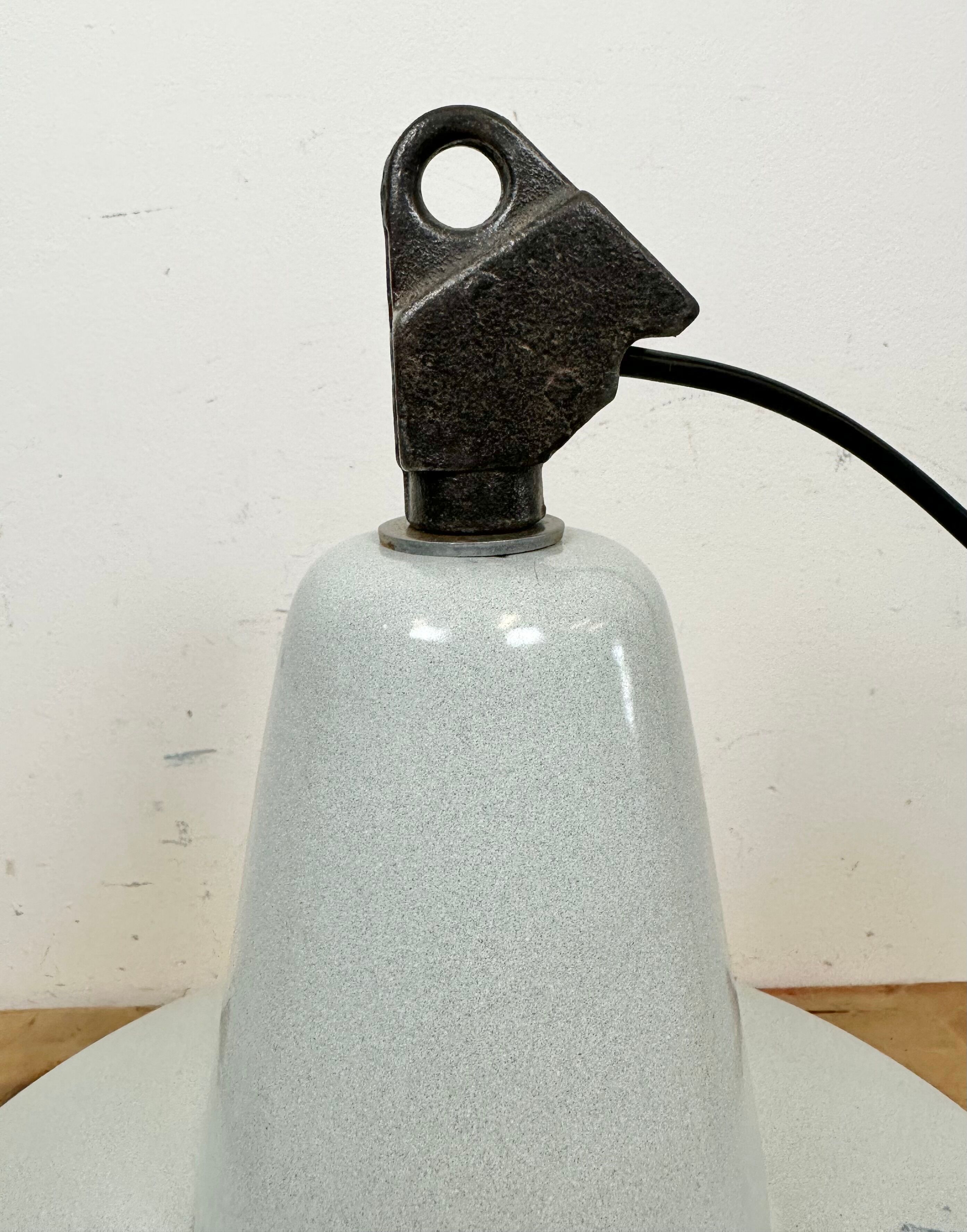 Industrial Grey Enamel Factory Pendant Lamp from Zaos, 1960s