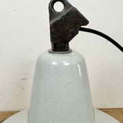 Suspension industrielle en émail gris d’usine de Zaos, années 1960