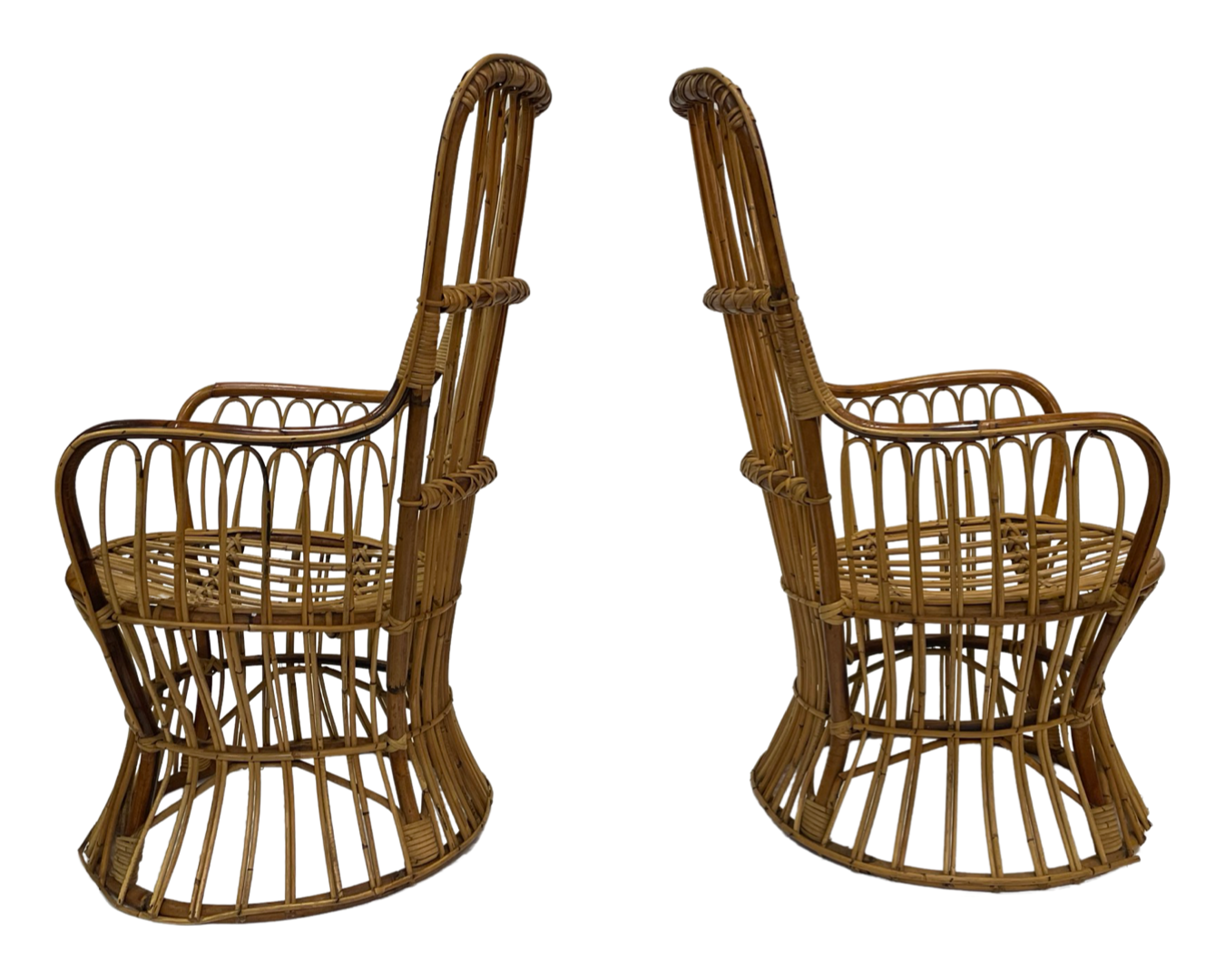Set of two mid century rattan armchairs by bonacina 1950 design