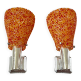 Pair of orange perspex wall lights from the 1950s.