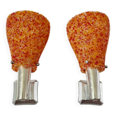 Pair of orange perspex wall lights from the 1950s.