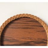 Vintage wood and wicker tray