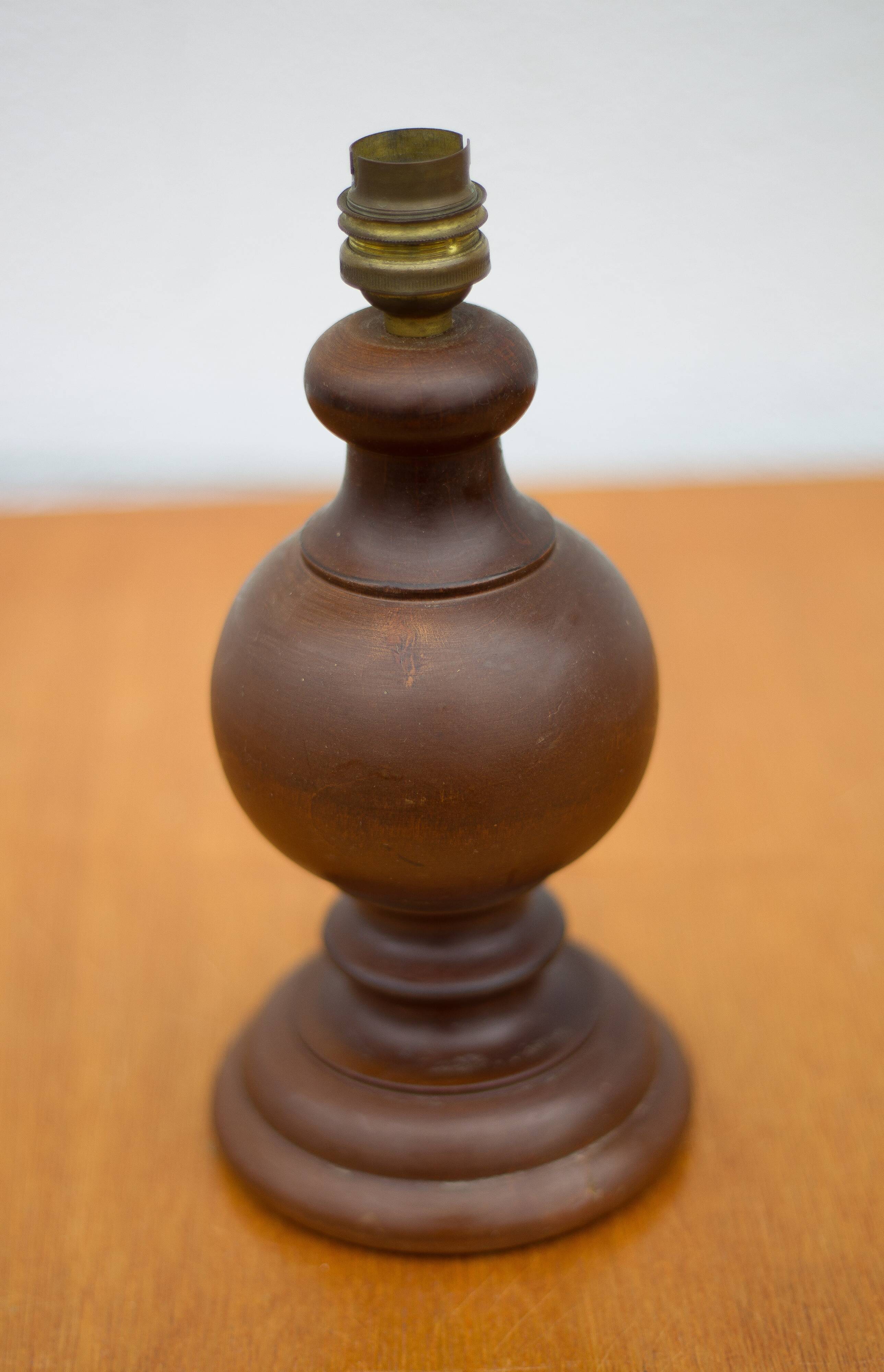 lampe bois, pied de lampe bois vintage