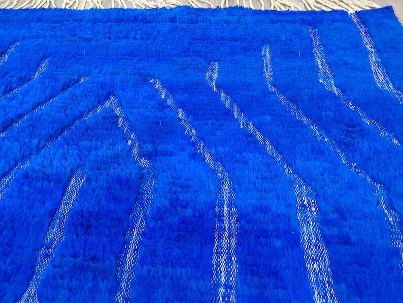 Azilal blue wool rug 250cm x 150cm