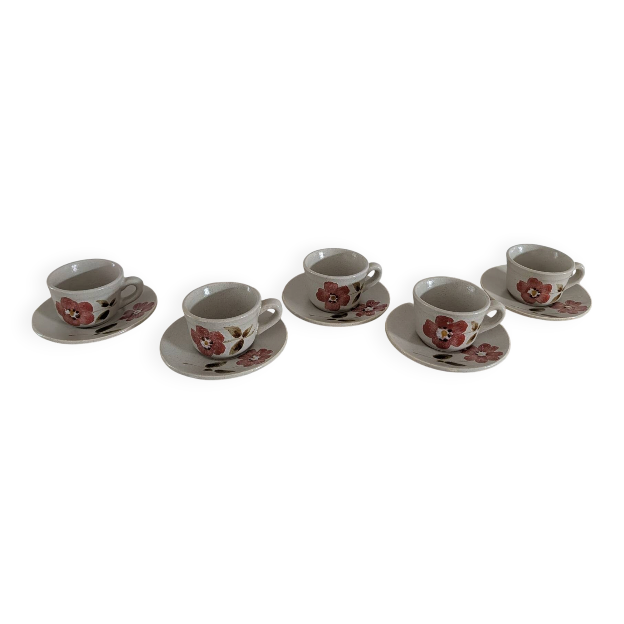 Saint-Amand Camélia, mid-20th century – 5 hand-painted cups