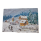 Oil painting on canvas village and landscape winter vintage signed
