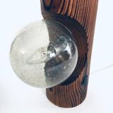 Brutalist wooden table or wall lamp attributed to Temde Leuchten, Switzerland, 1960s.