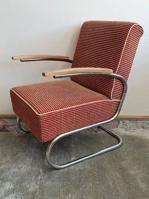 Cantilever Tubular Steel Armchair FN24 by Mücke-Melder, 1940-50s