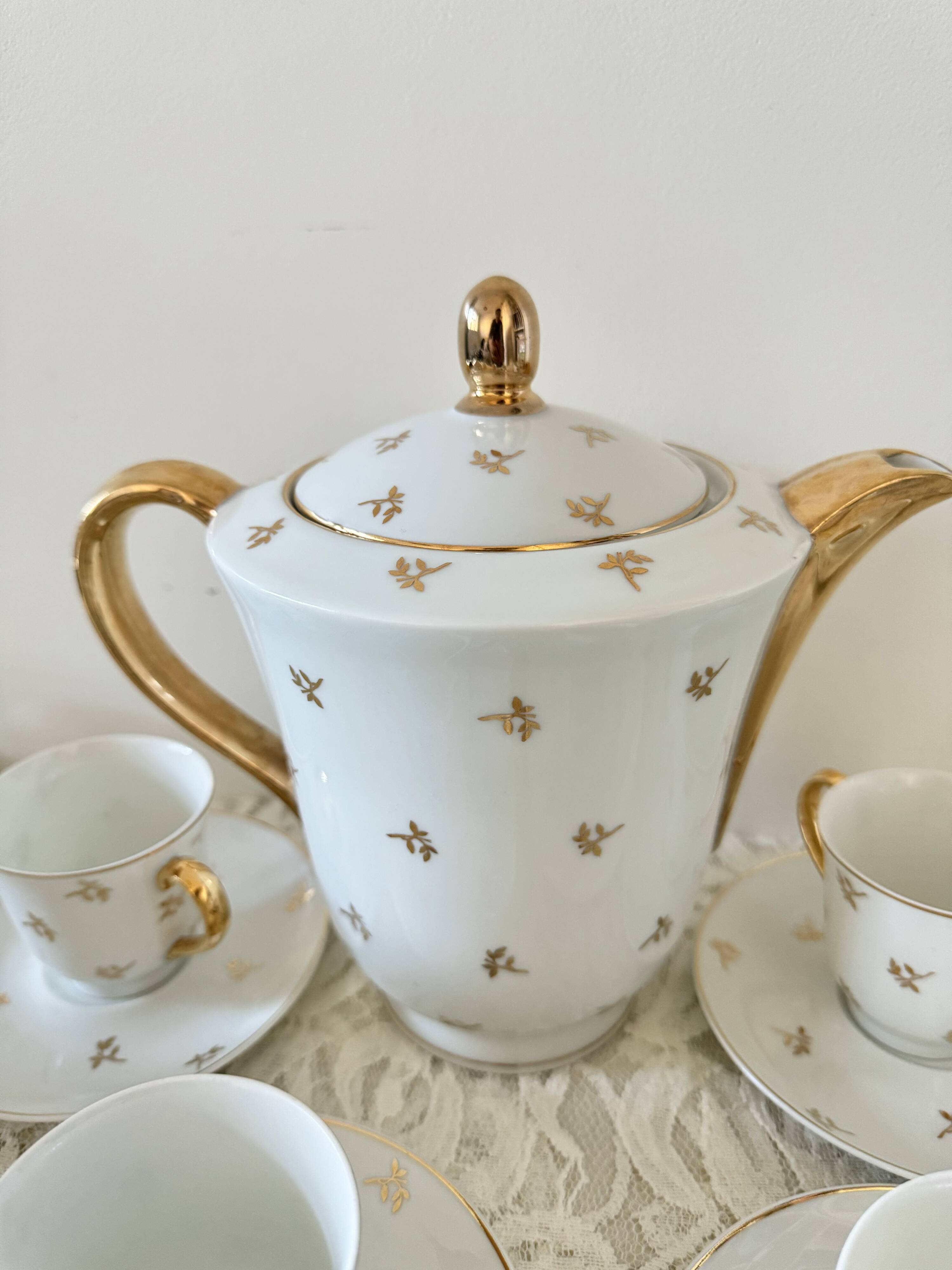 Vintage Limoges porcelain gold coffee set – 15 pieces