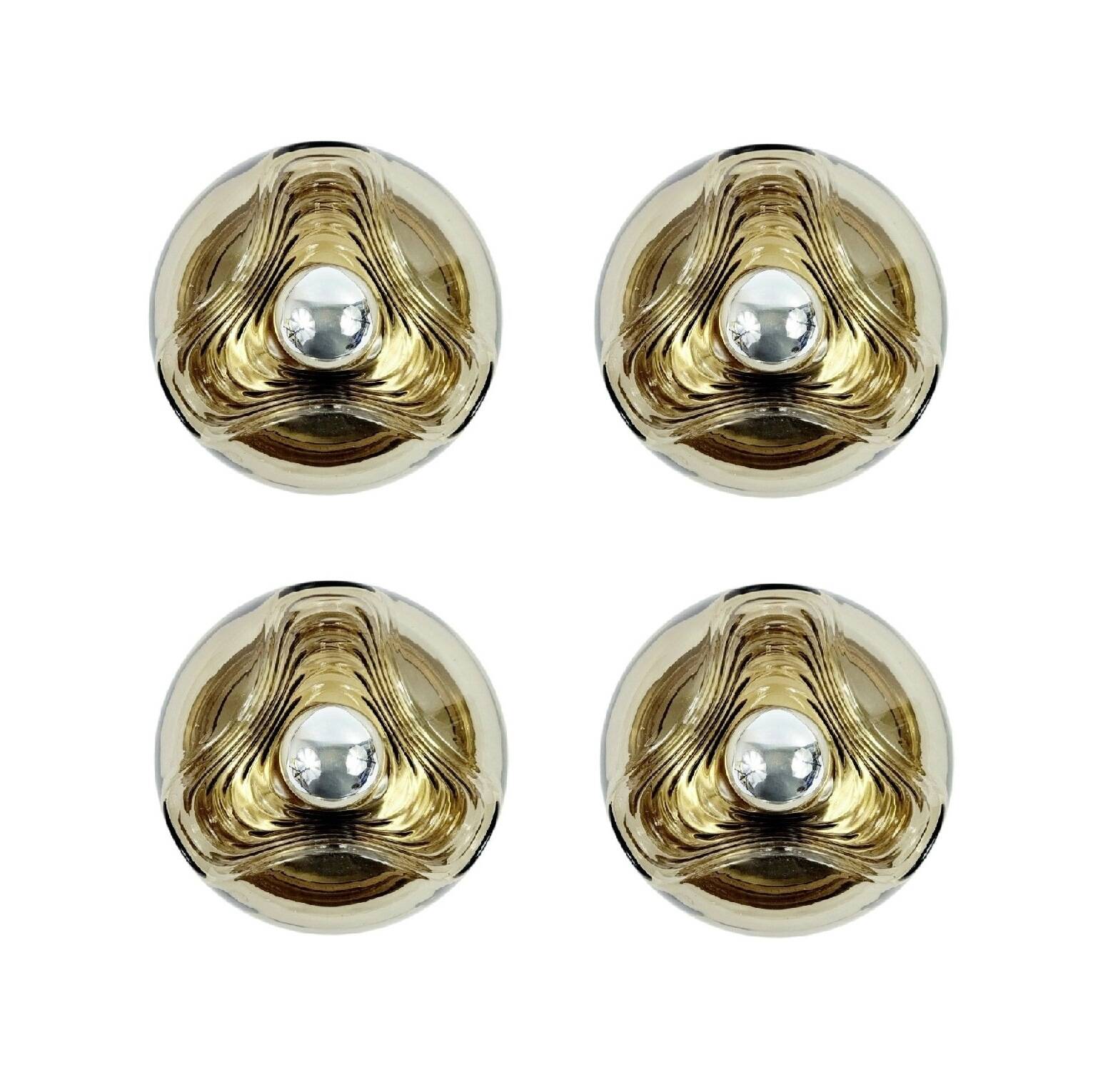 1 of 4 'Wave' Glass Wall Lamps by Koch & Lowy for Peill & Putzler, 1970s