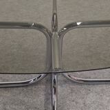Space age coffee table in tubular and smoked glass, 60s-70s