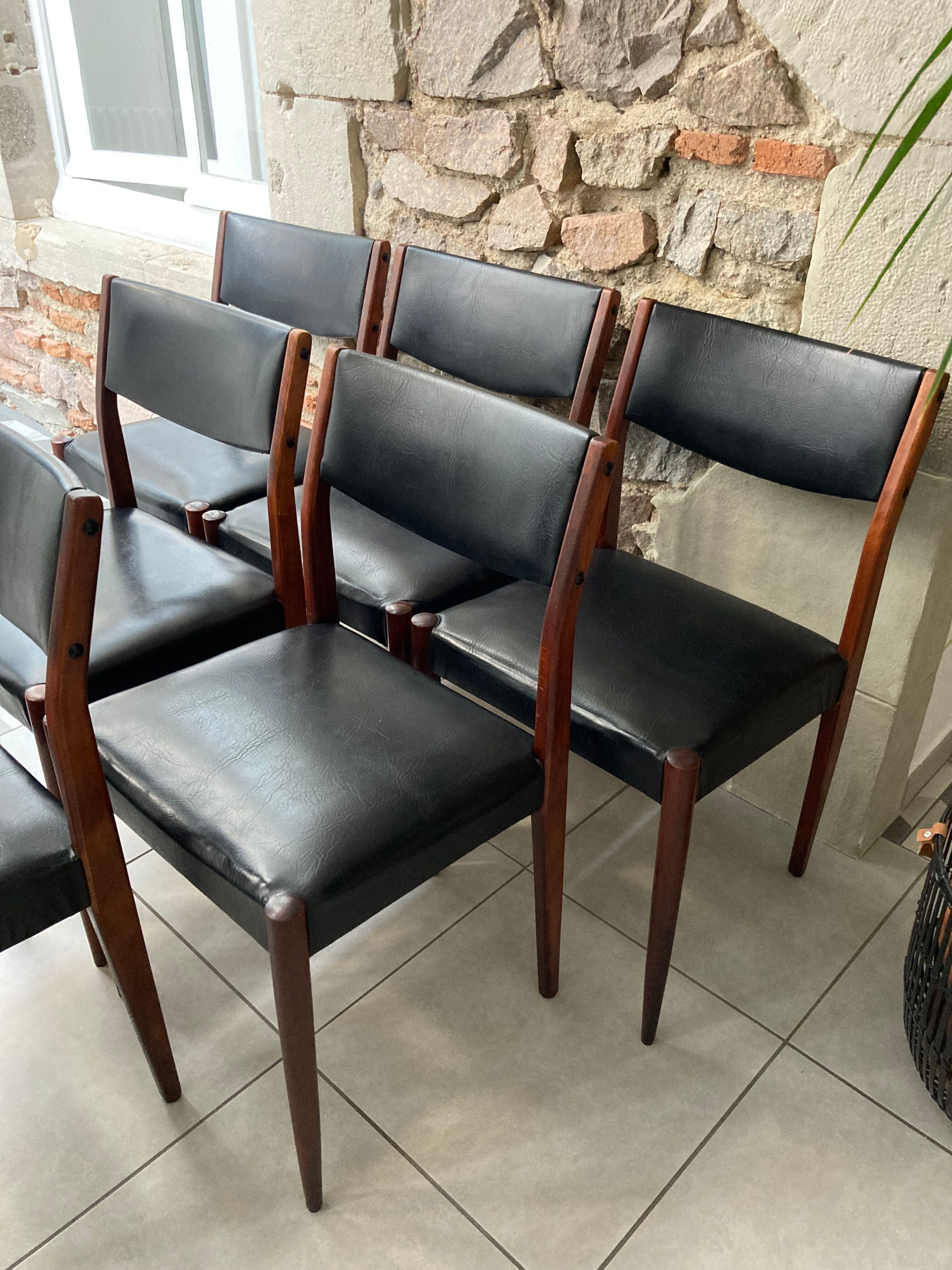 Set of 6 scandinavian chairs skaï black