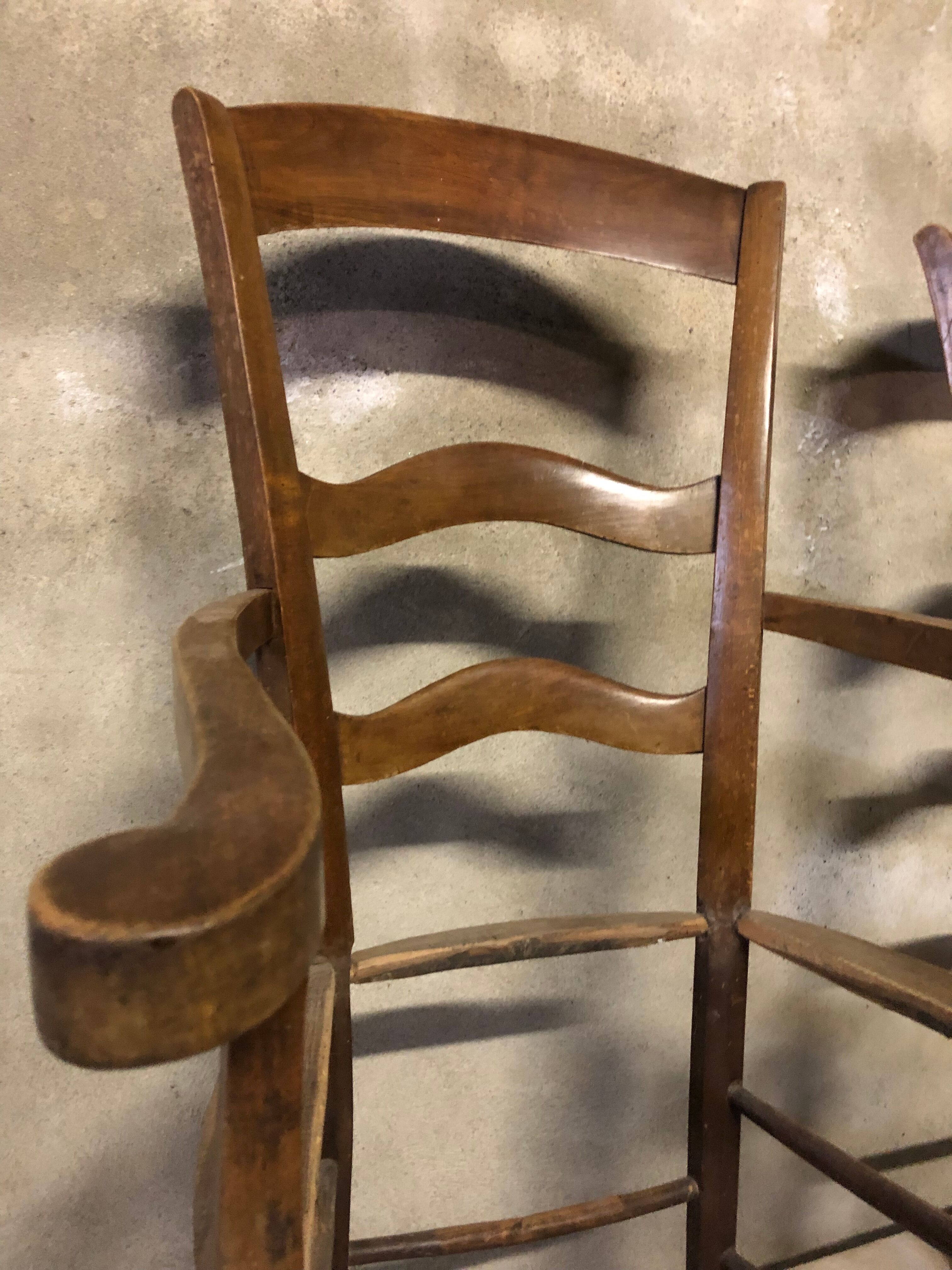 2 Louis Philippe walnut armchairs to be reupholstered