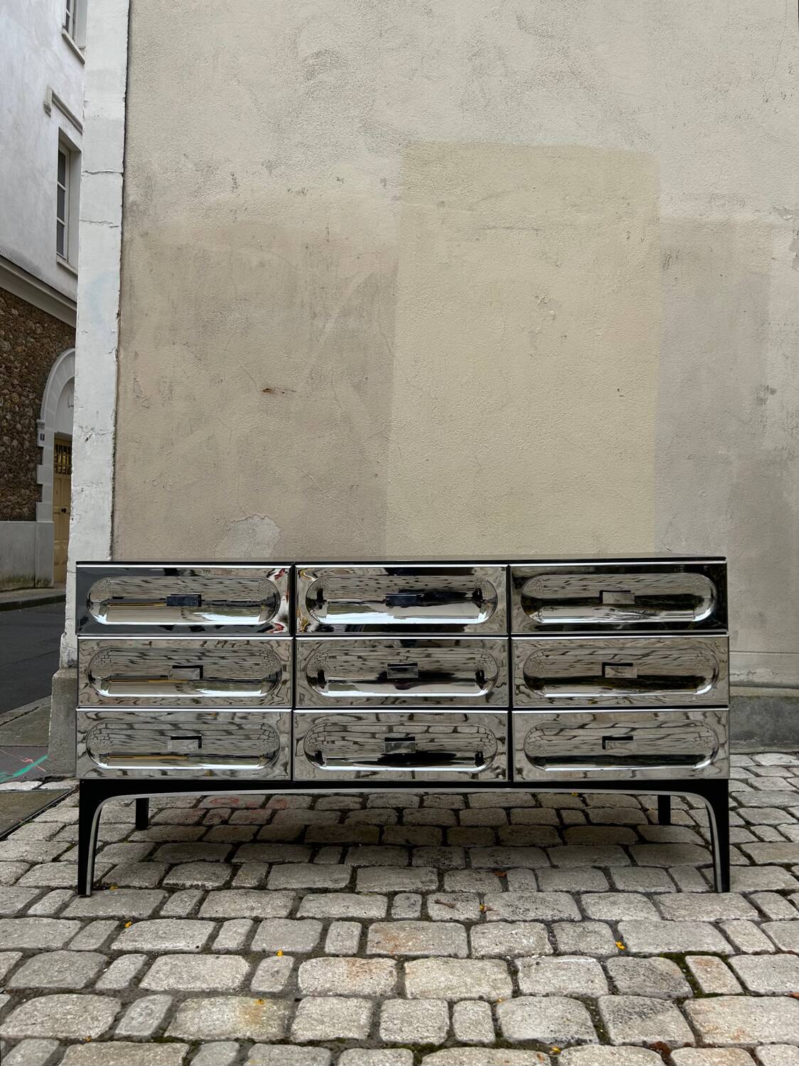 Commode Space Age Chromée par Henri Vallières