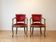 Paire de fauteuils de table rétro en velours rouge