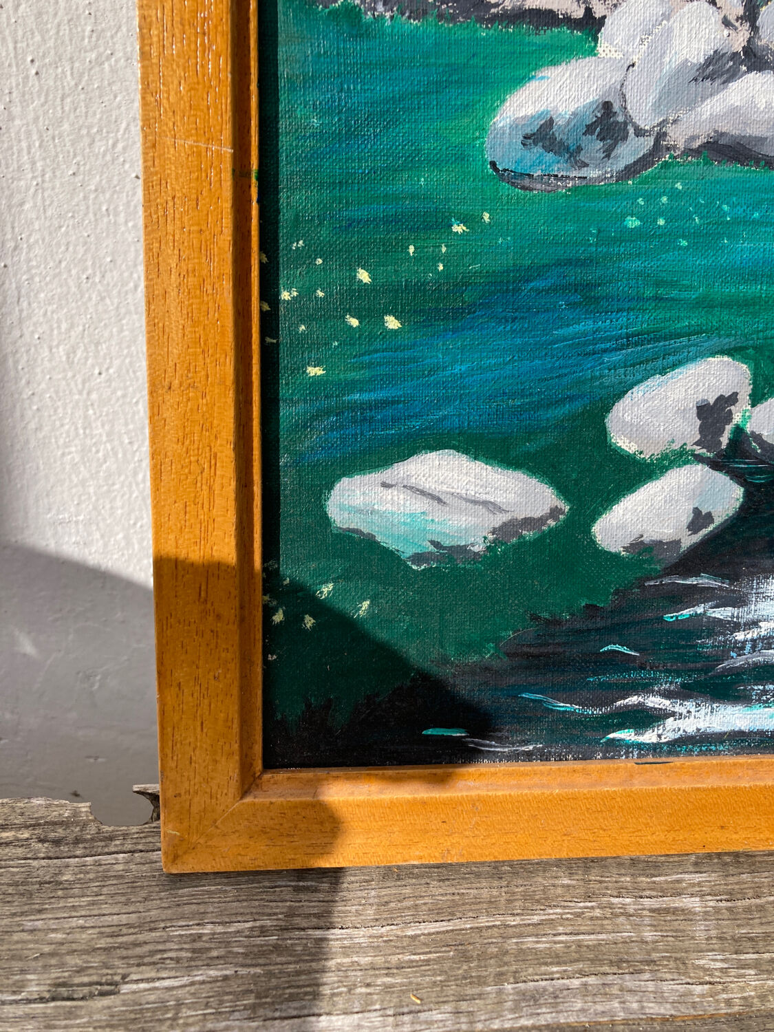 Peinture montage cascade huile sur toile paysage