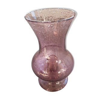 Vase en verre soufflé et bullé