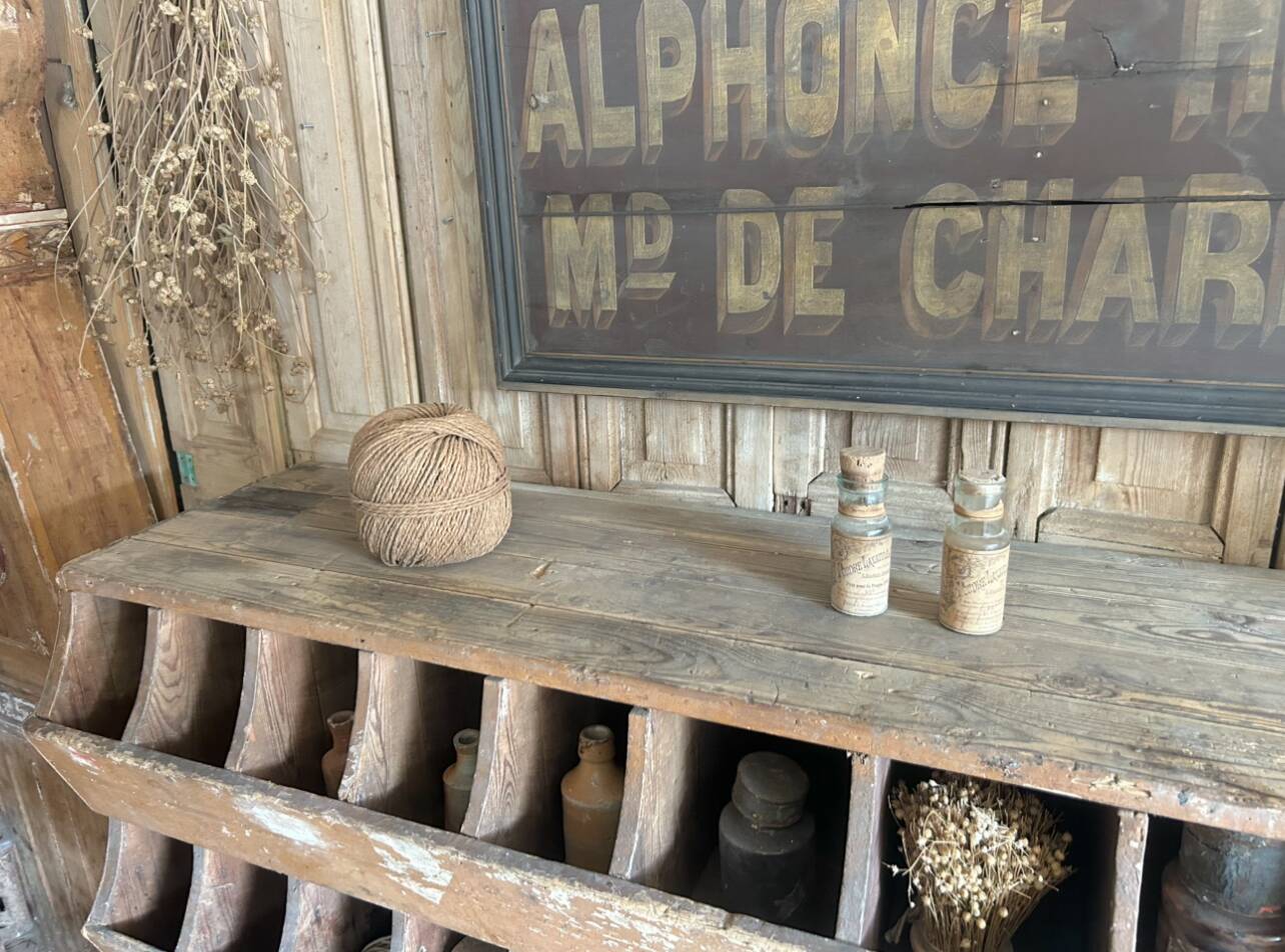 Antique seed cabinet with compartments