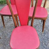 Set of 6 chairs from the 60s in red moleskine