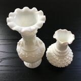 Pair of white glass vases