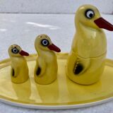 Salière poivrier moutardier Set service à condiments ,porcelaine Pfeffer Gotha - pingouins