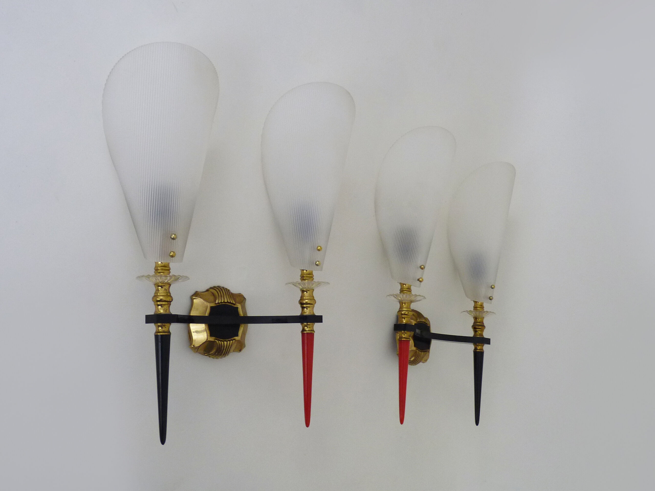Pair of vintage Rockabilly double wall lamps