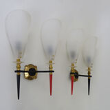 Paire d'appliques murales doubles vintage Rockabilly