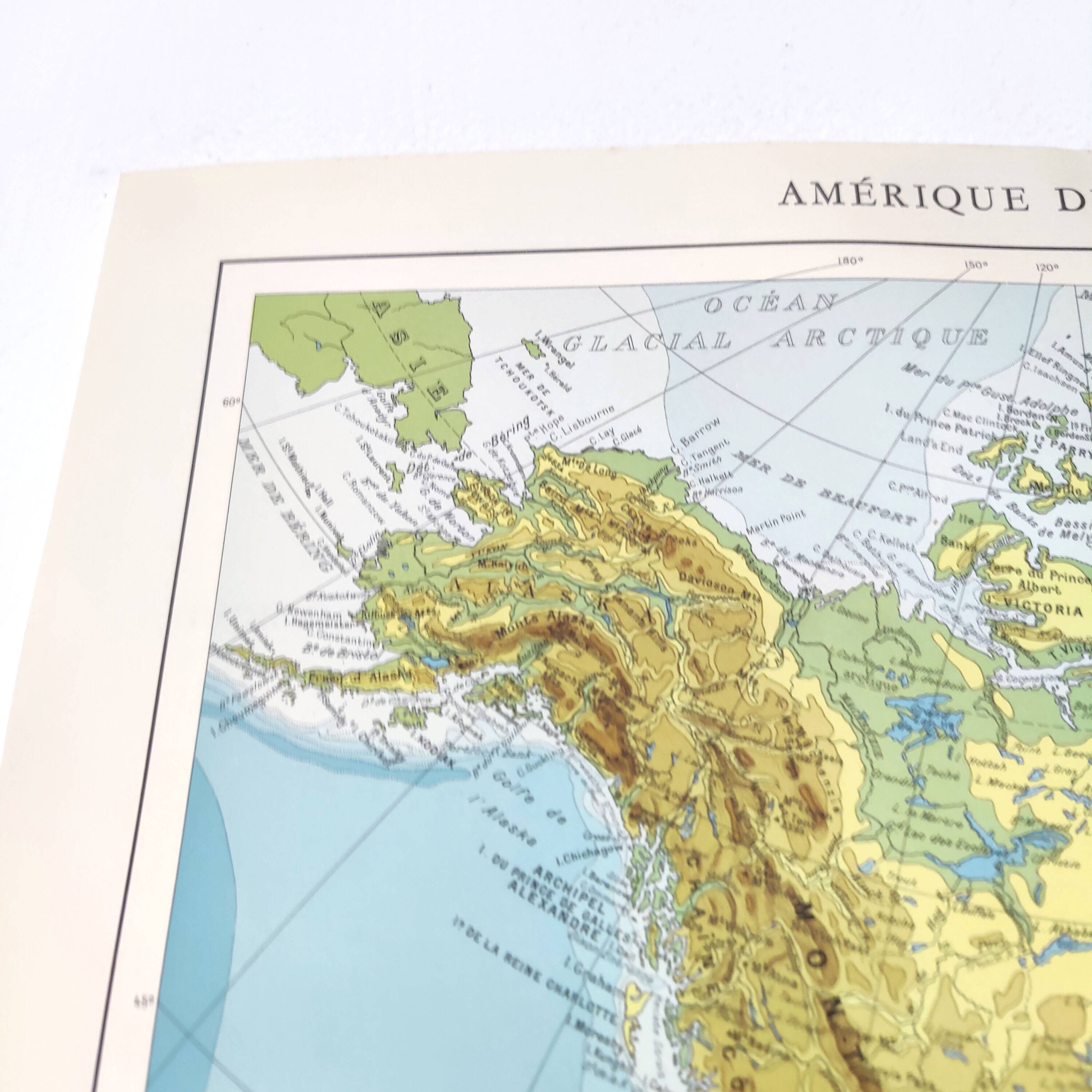 Carte Amérique du Nord vintage de 1950