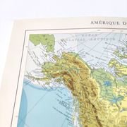 Carte Amérique du Nord vintage de 1950