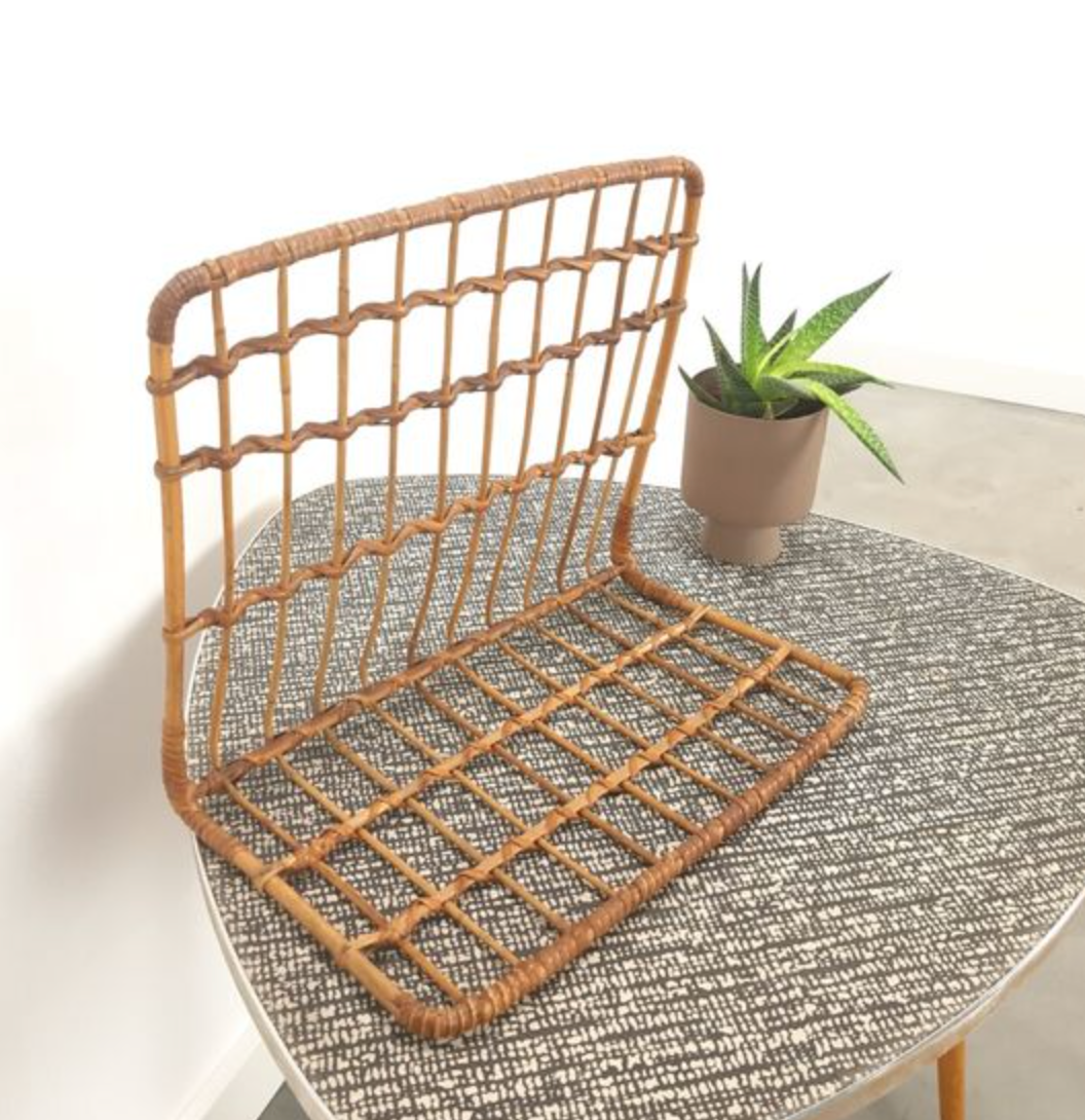 Vintage rattan wall shelf