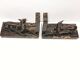 Art Deco Bookends of Doe Lying on Portor Marble