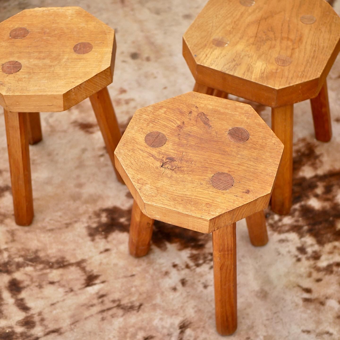 Trio of brutalist stools