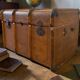 Brown wooden XL vintage chest / trunk / side table