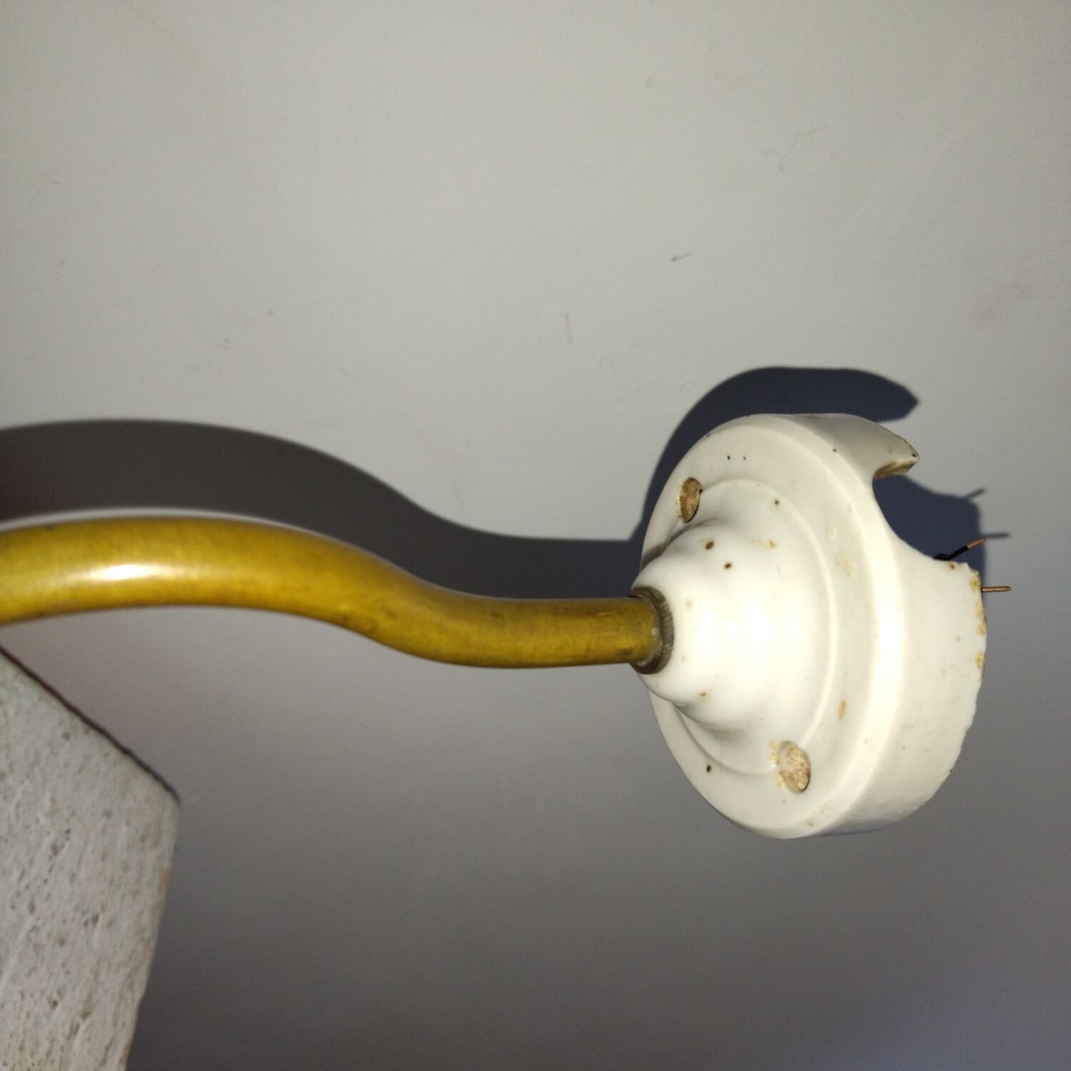 Old porcelain brass glass wall lamp