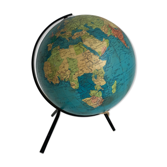 Globe vintage 1967 terrestre tripode Taride verre - 29 cm