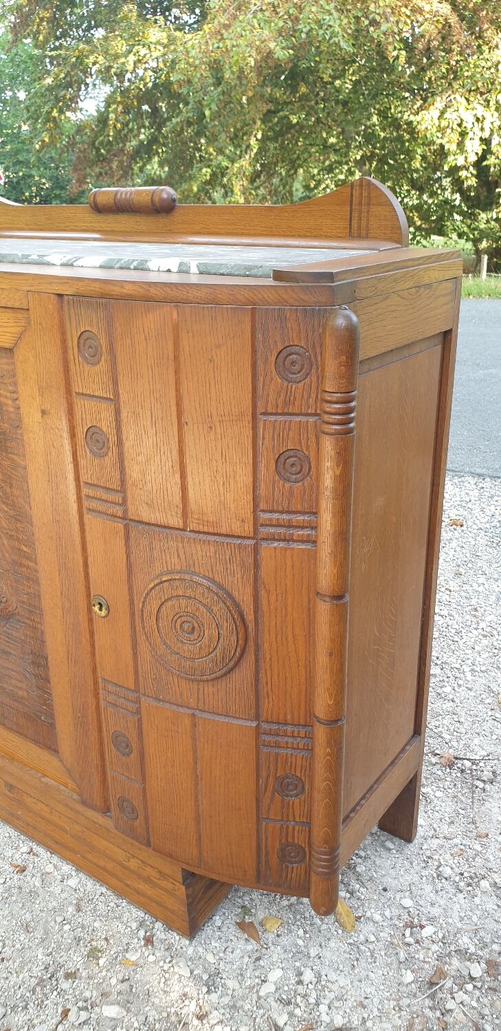 Art deco oak and marble sideboard