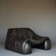 Amak Lounge Chair in brown leather by Annie Hieronimus for Cinna, 1980s