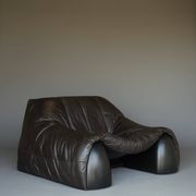 Amak Lounge Chair in brown leather by Annie Hieronimus for Cinna, 1980s