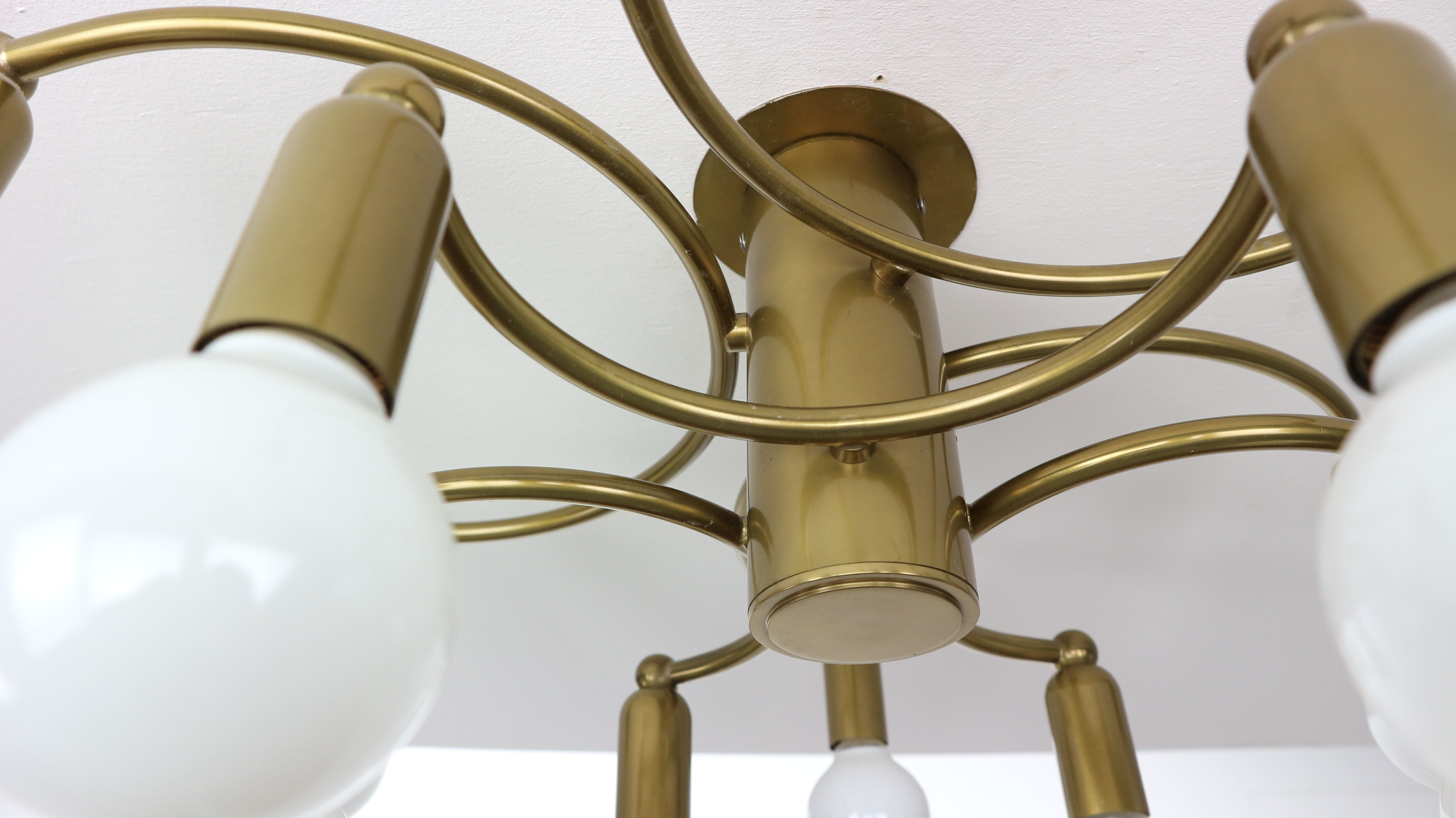 Vintage Modern Golden Color Ceiling Lamp, 1970s