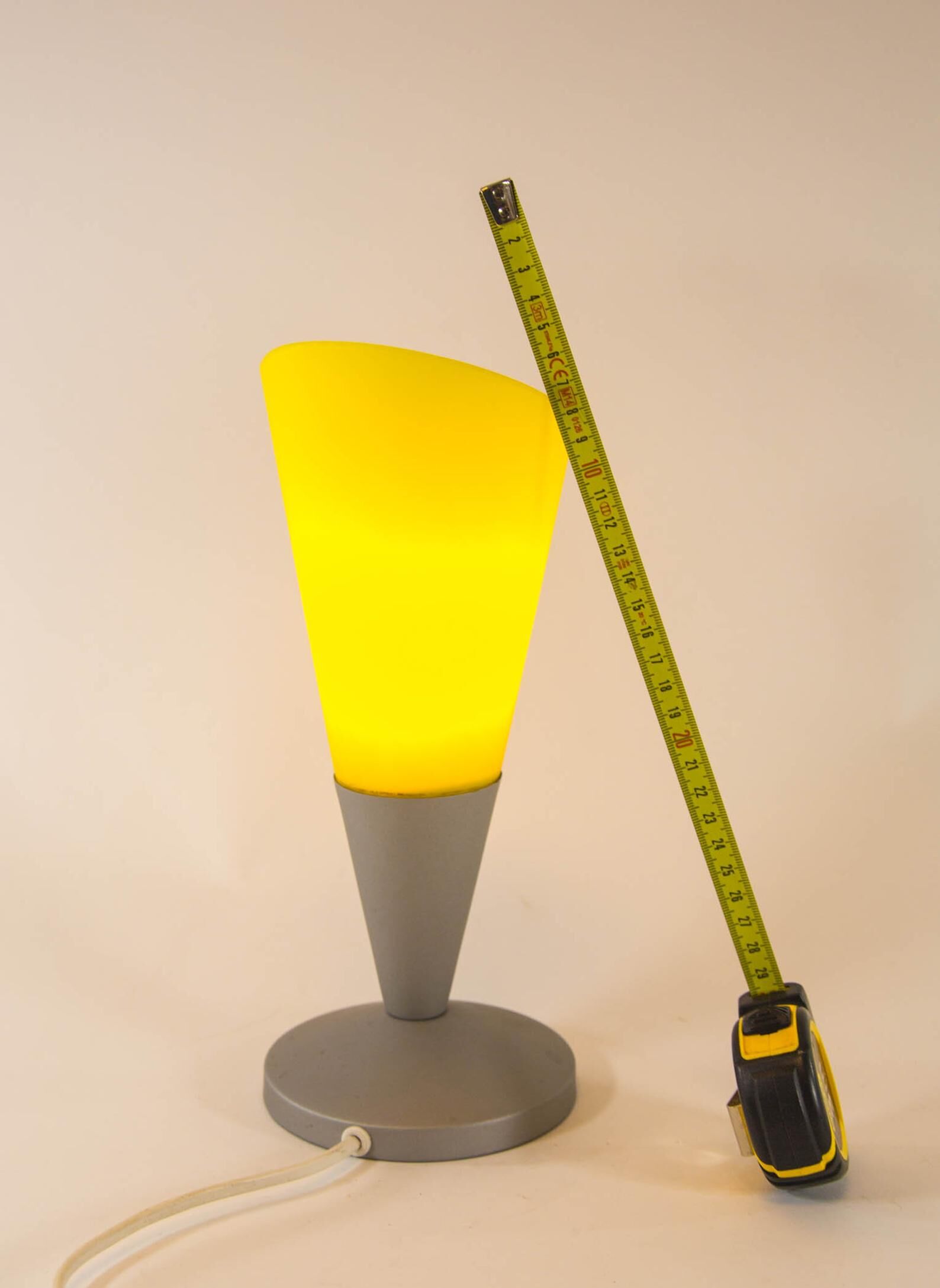 Elegant lamp of the space age in bright yellow glass 90s