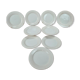 Assiettes Gien modernistes à pois dorés – lot de 9